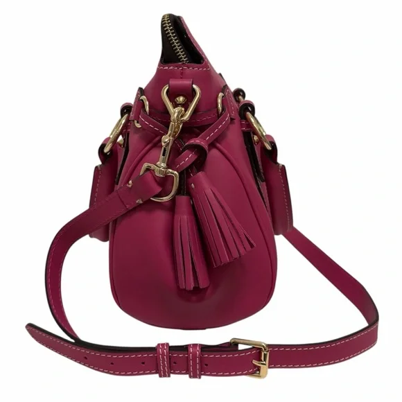 Dooney & Bourke Solid Hot Pink Leather Satchel Handbag - Picture 3 of 9